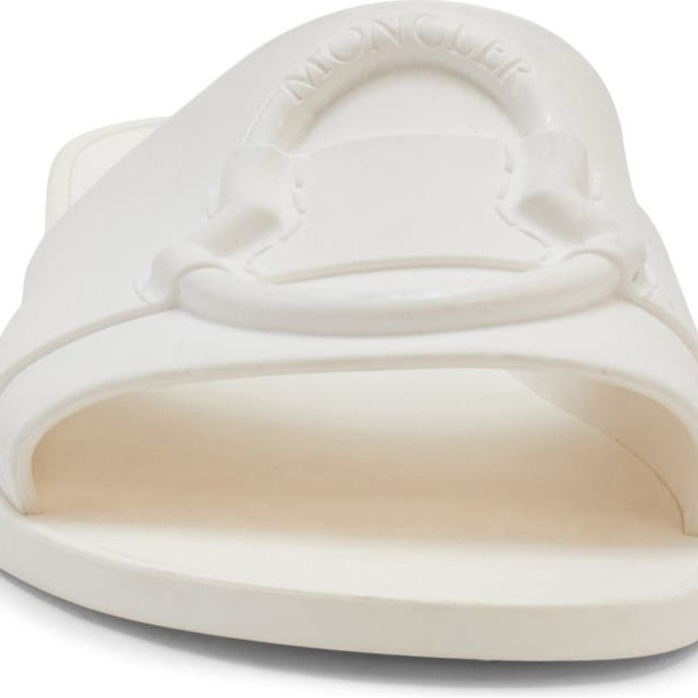 Moncler White Women's Mon Slide Sandals
